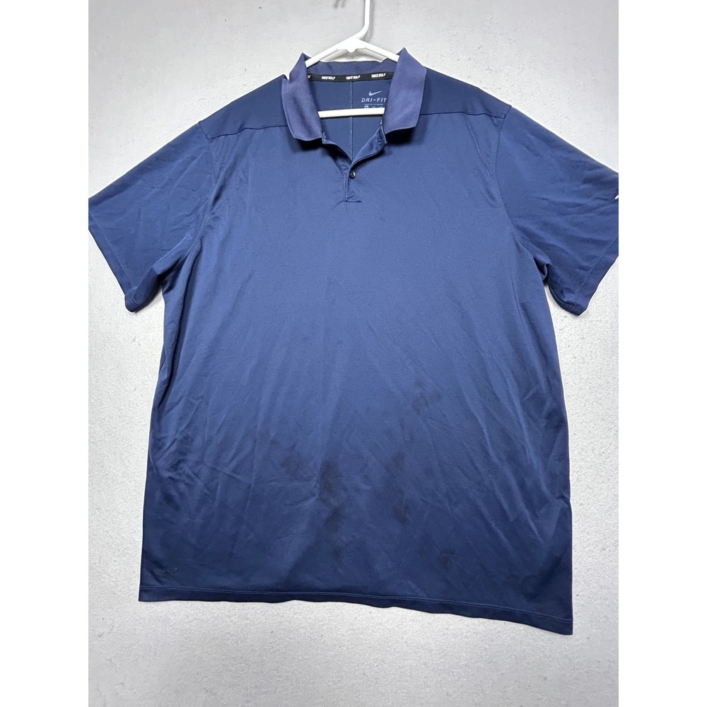 Nike Golf Polo Dri-FIT Polyester Navy Blue XXL Mens